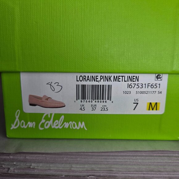 Sam Edelman Women's Loraine Pink Metlinen Flats Multiple Sizes - Picture 8 of 10